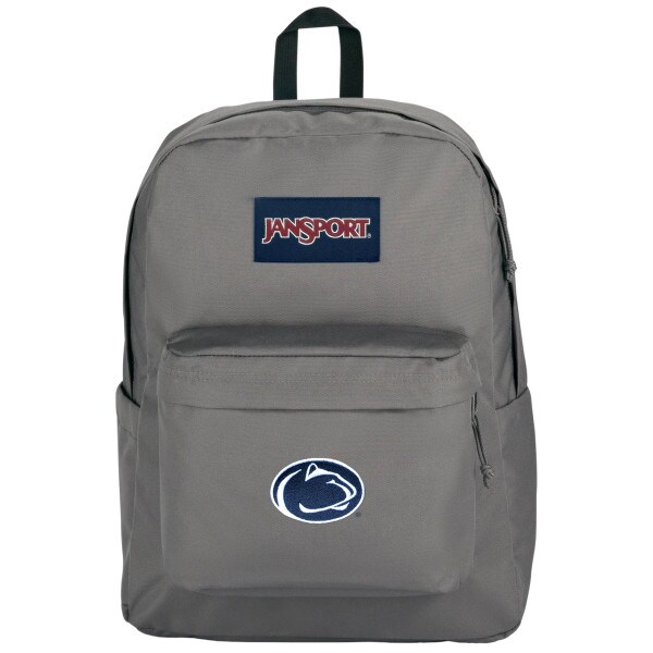 gray JanSport backpack with embroidered Penn State Athletic Logo
